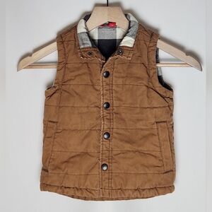 UNIONBAY Brown Quilted Kids Vest Flannel Lined